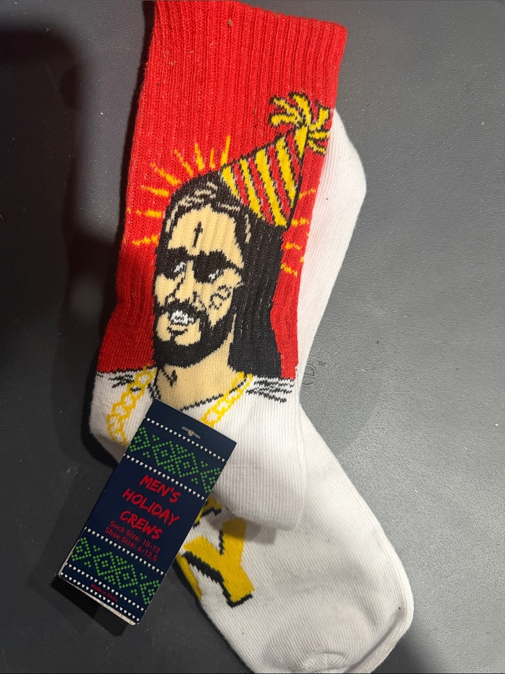 Men's Holiday Crew Socks - Red & White